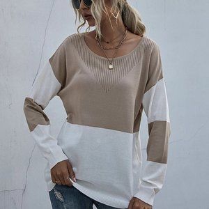 Color Block Drop Shoulder Sweater